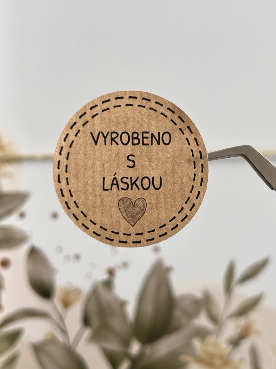 Kulaté kraftové samolepky - Vyrobeno s láskou no.3